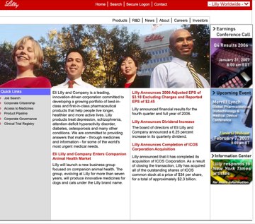 Lilly.com before the redesign