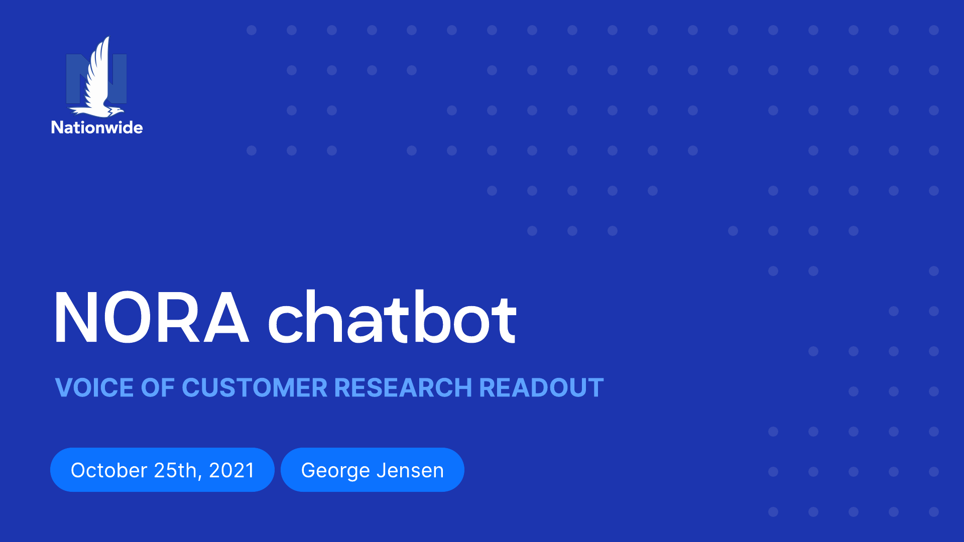 Nationwide NORA Chatbot VOC Research Readout title slide